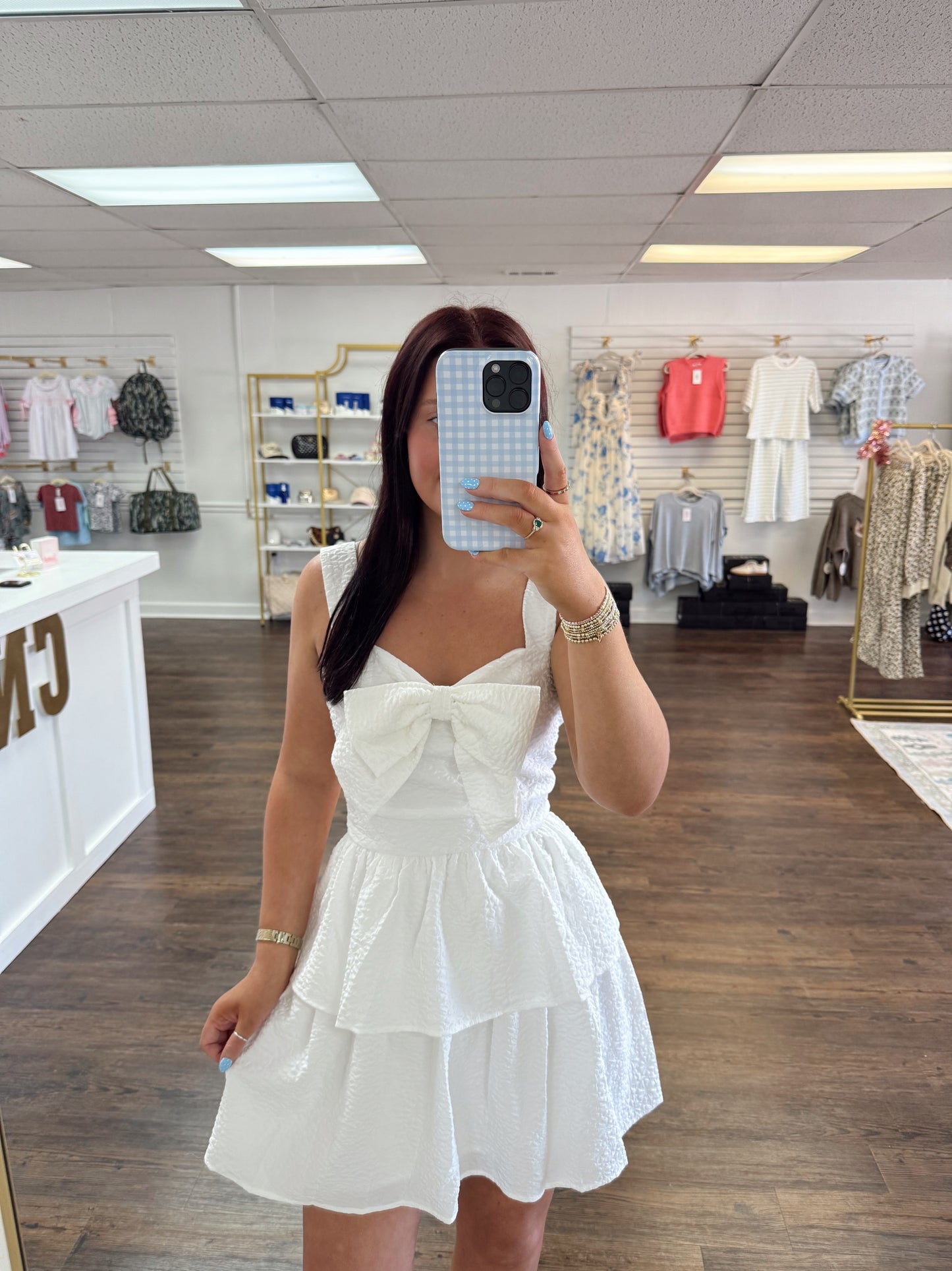 White Bow Detail Dress