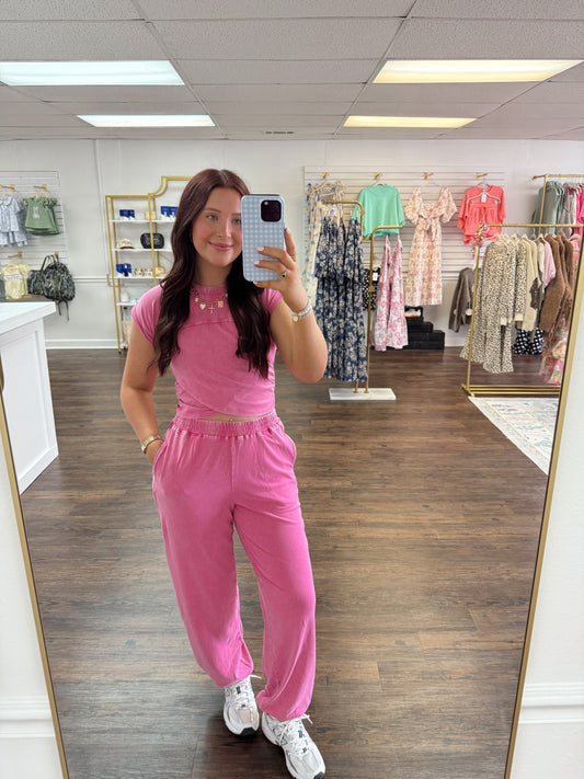 Wrap Front Jogger Set | Pink