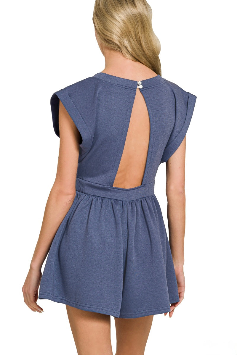 Navy Open Back Romper