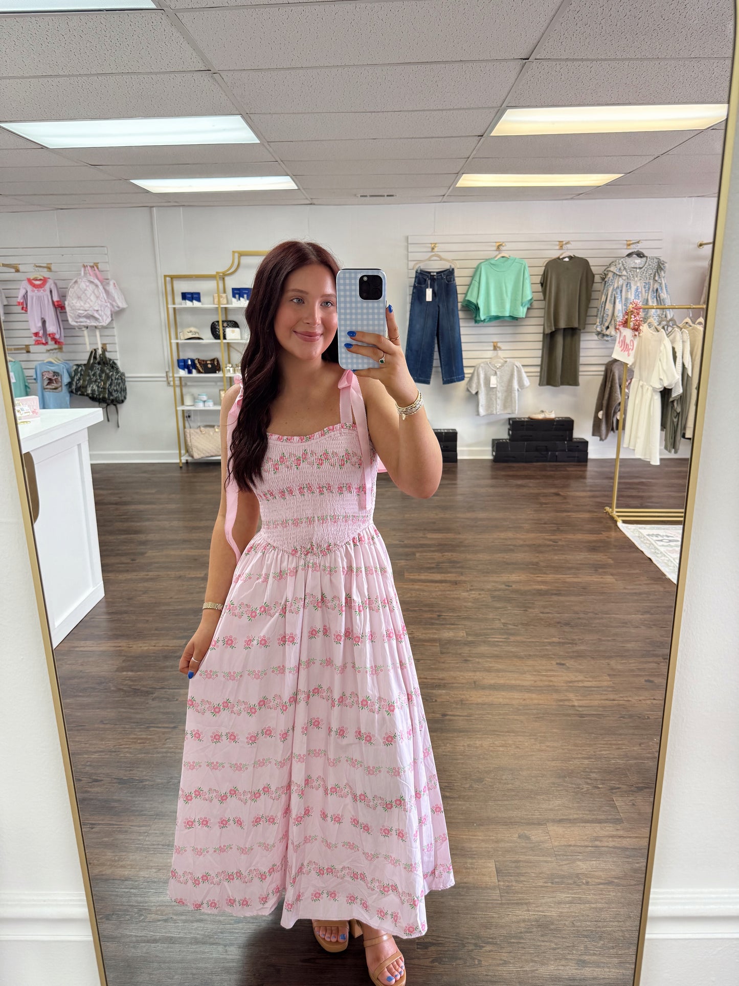 Pink Poplin Midi Dress