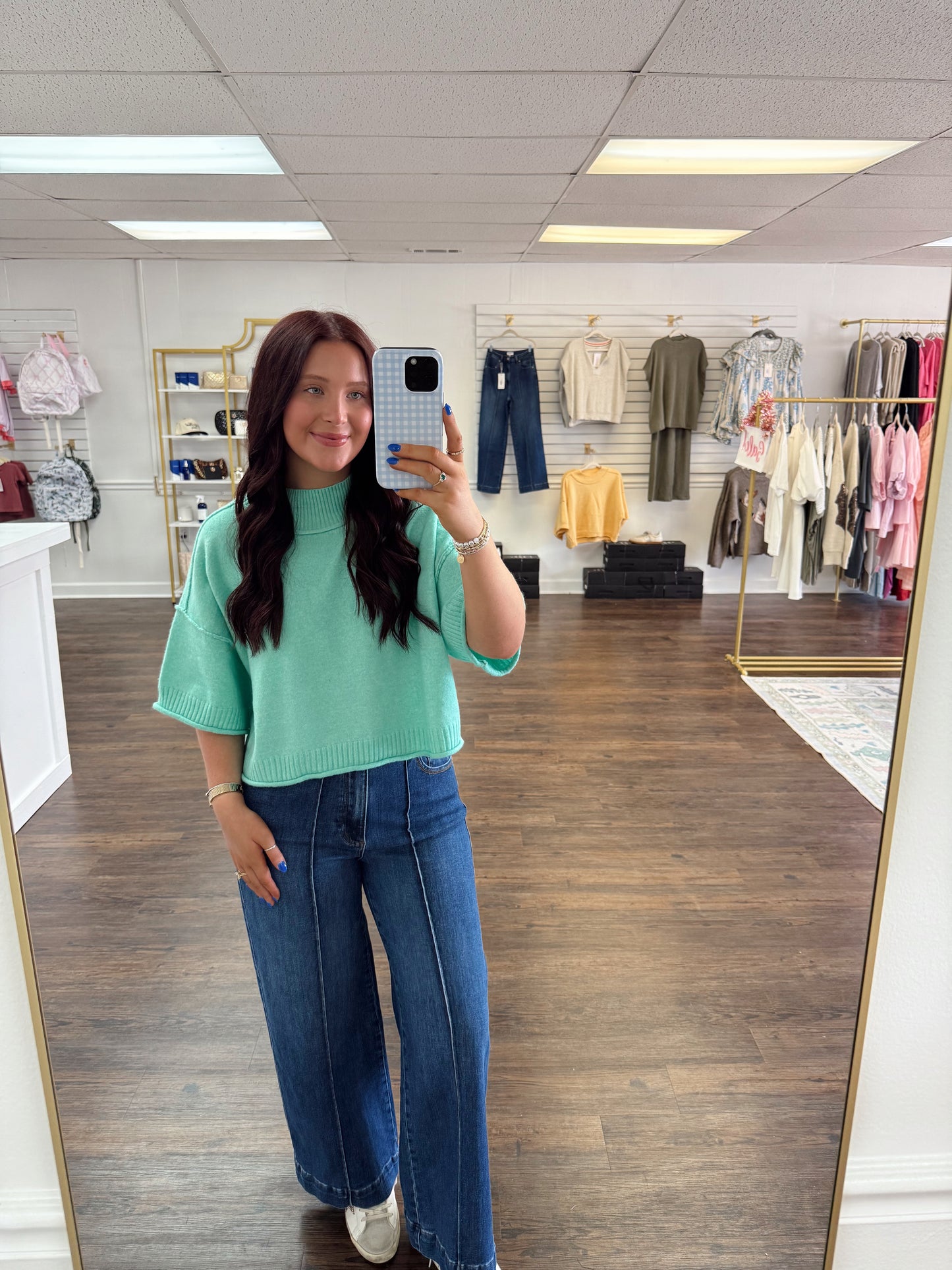 Knit Mock Neck Sweater | Mint