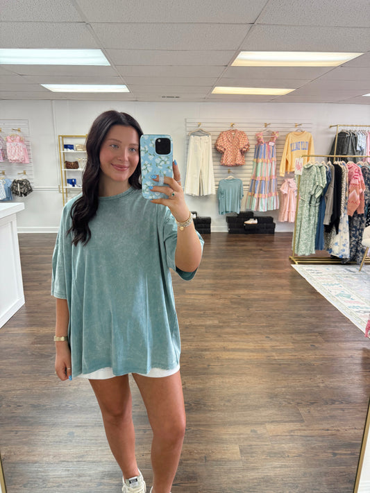 Acid Washed Boyfriend Tee | Ash Blue