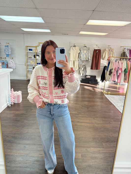 Floral Ruffle Sleeve Sweater