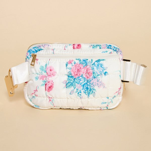 Floral Quilted Belt Bag