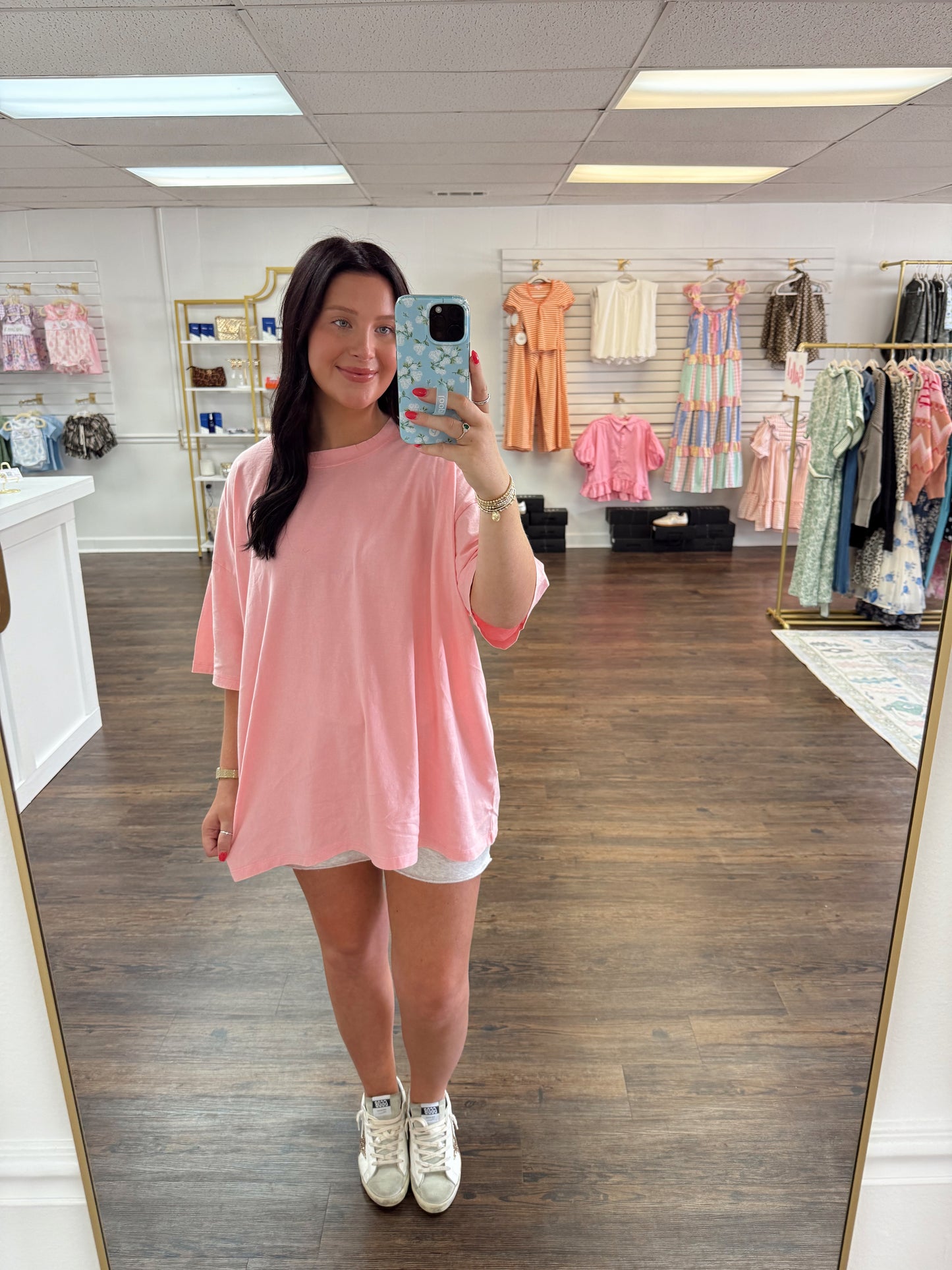 Acid Washed Boyfriend Tee | Light Pink