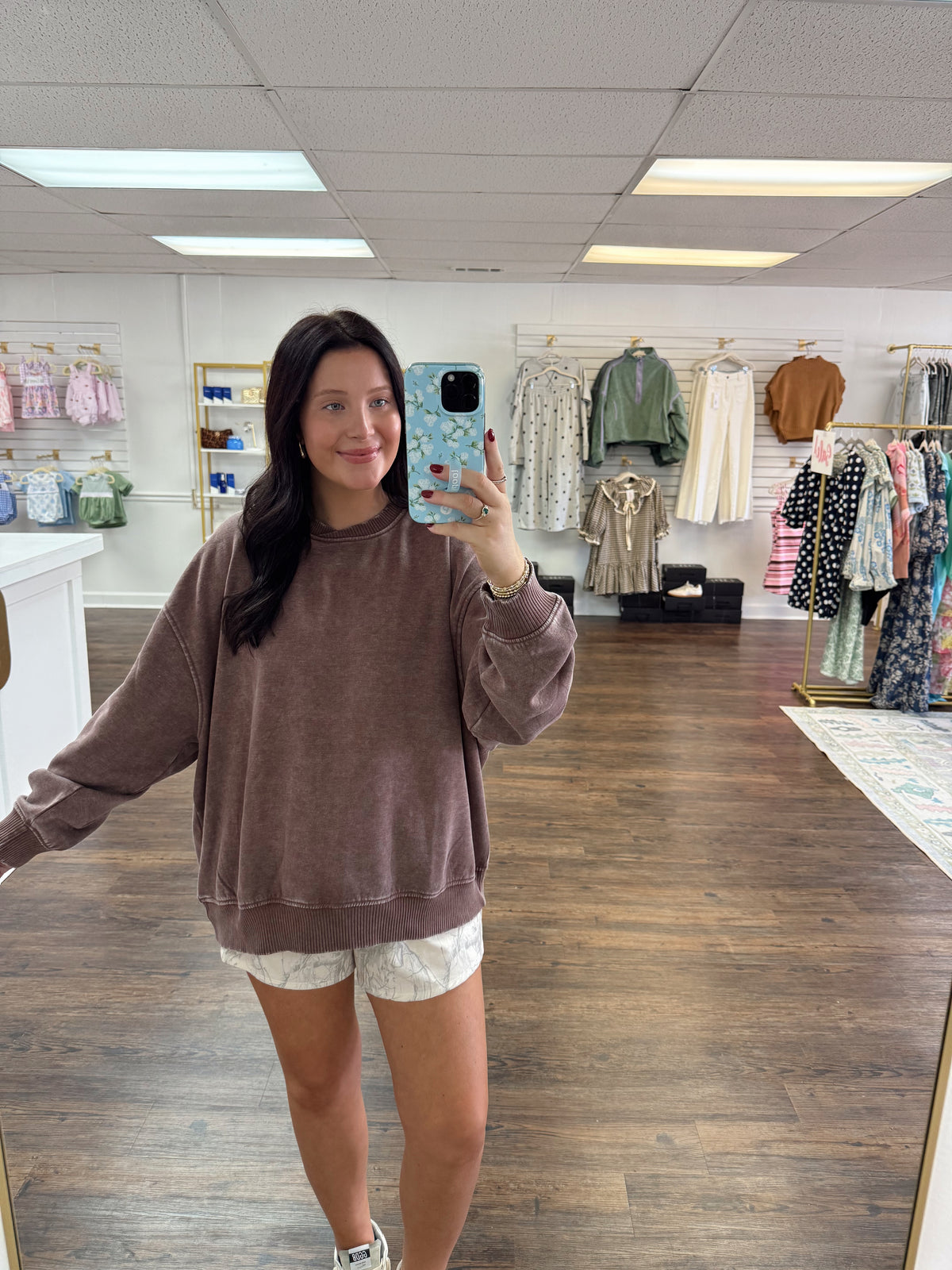 Brown Acid Washed Pullover