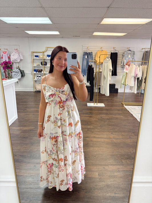 Multi Floral Bow Dress