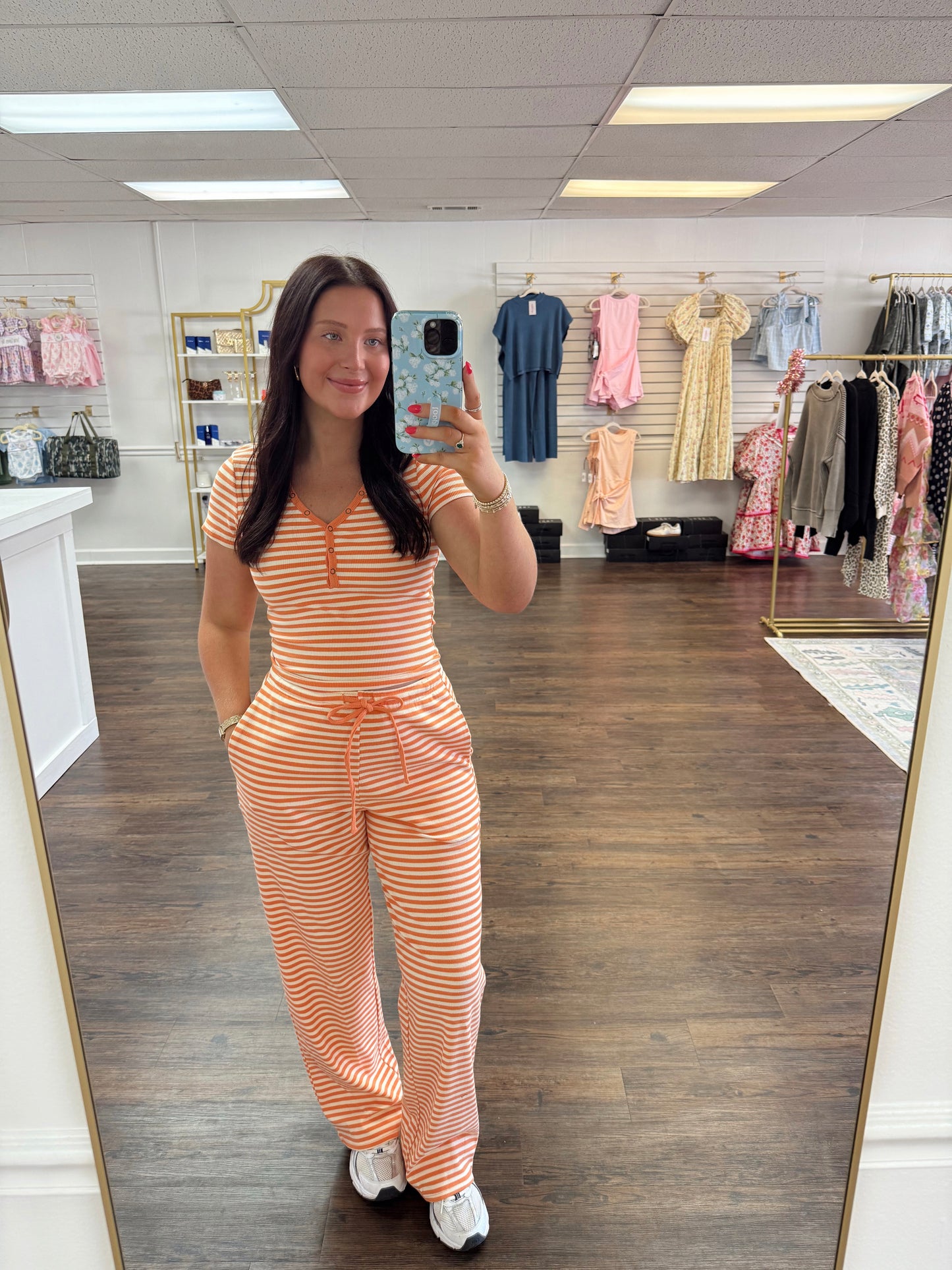 Striped Knit Set | Tangerine