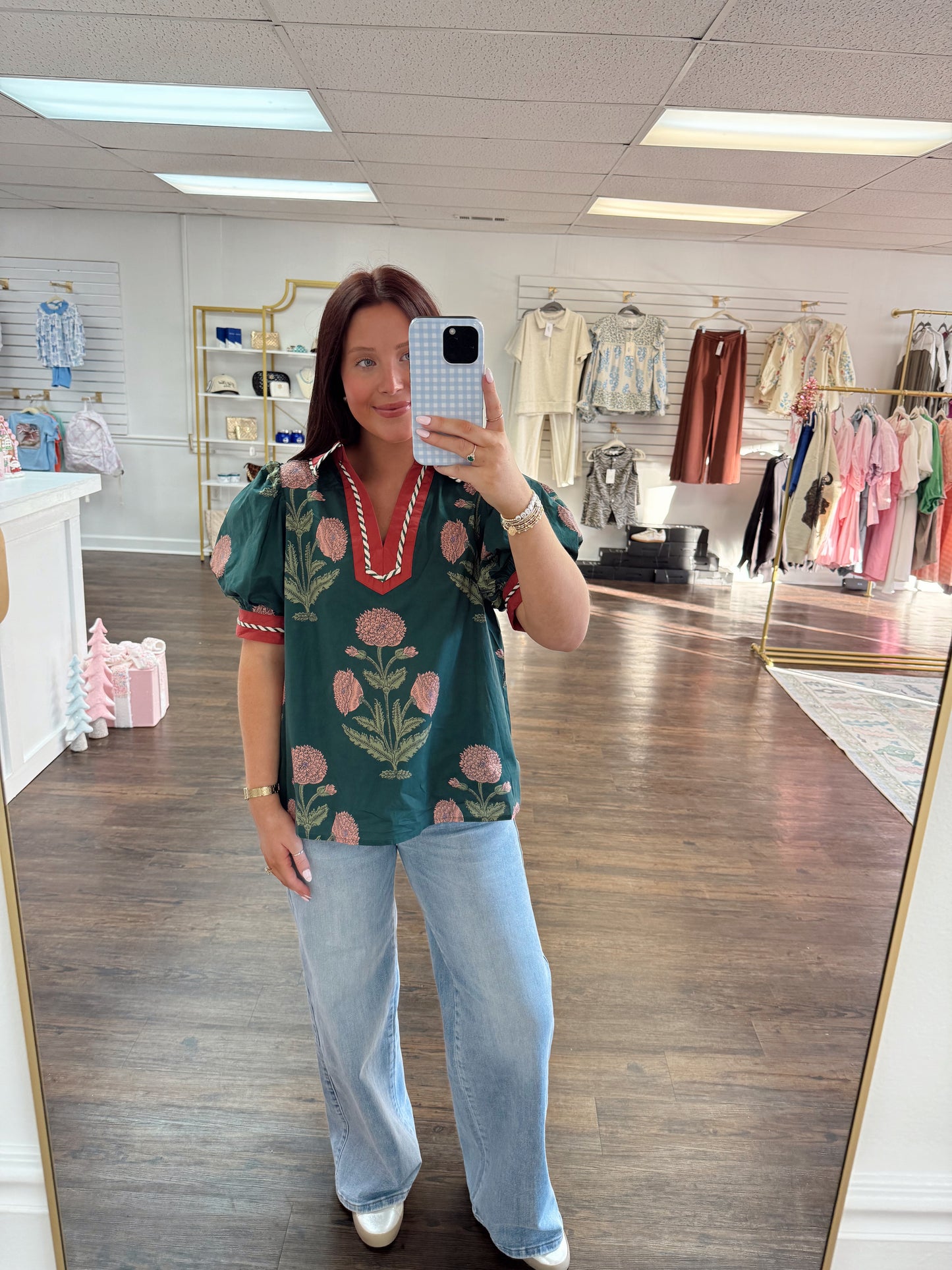 Floral Bubble Sleeve Top