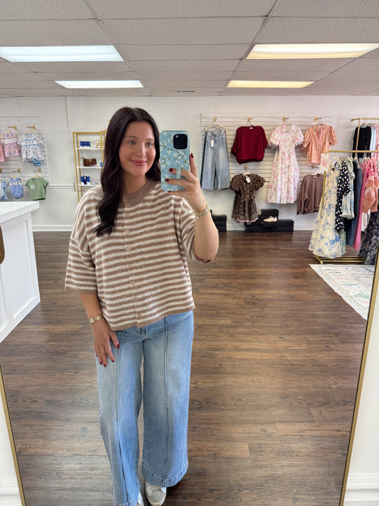Mocha Striped Cardigan