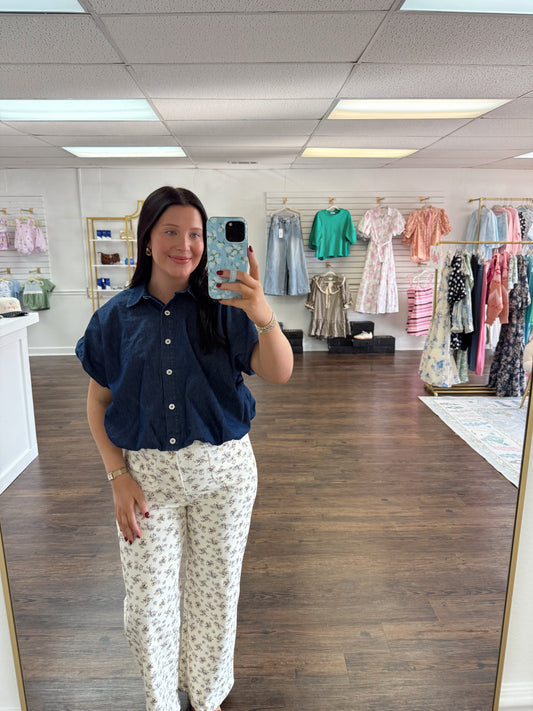 Denim Bubble Blouse