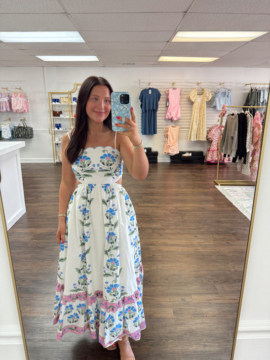 Floral Cut Out Midi Dress