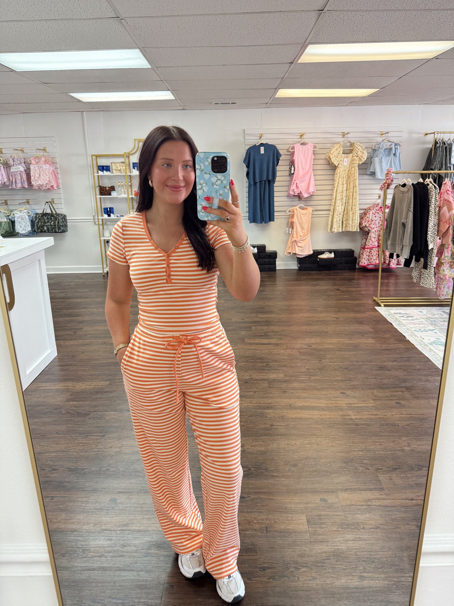 Striped Knit Set | Tangerine