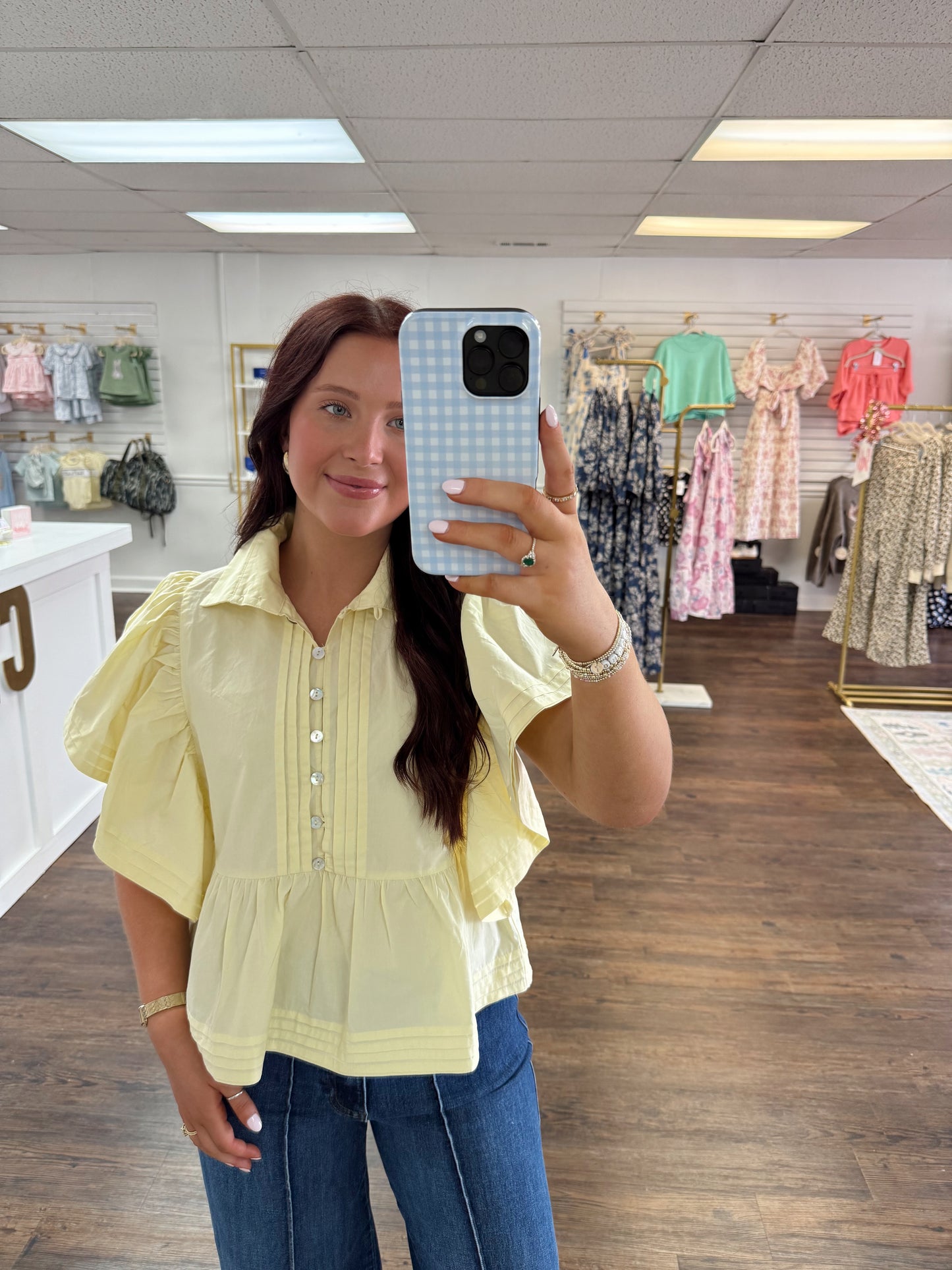 Ruffle Sleeve Peplum Top