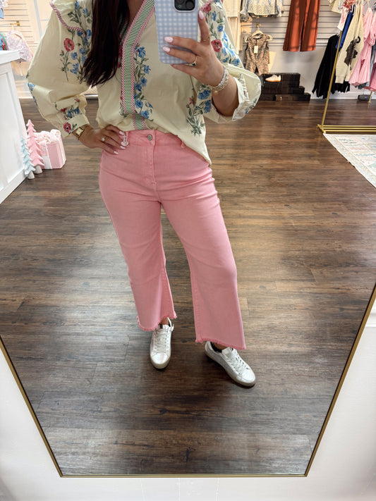 High Rise Straight Pants | Pink