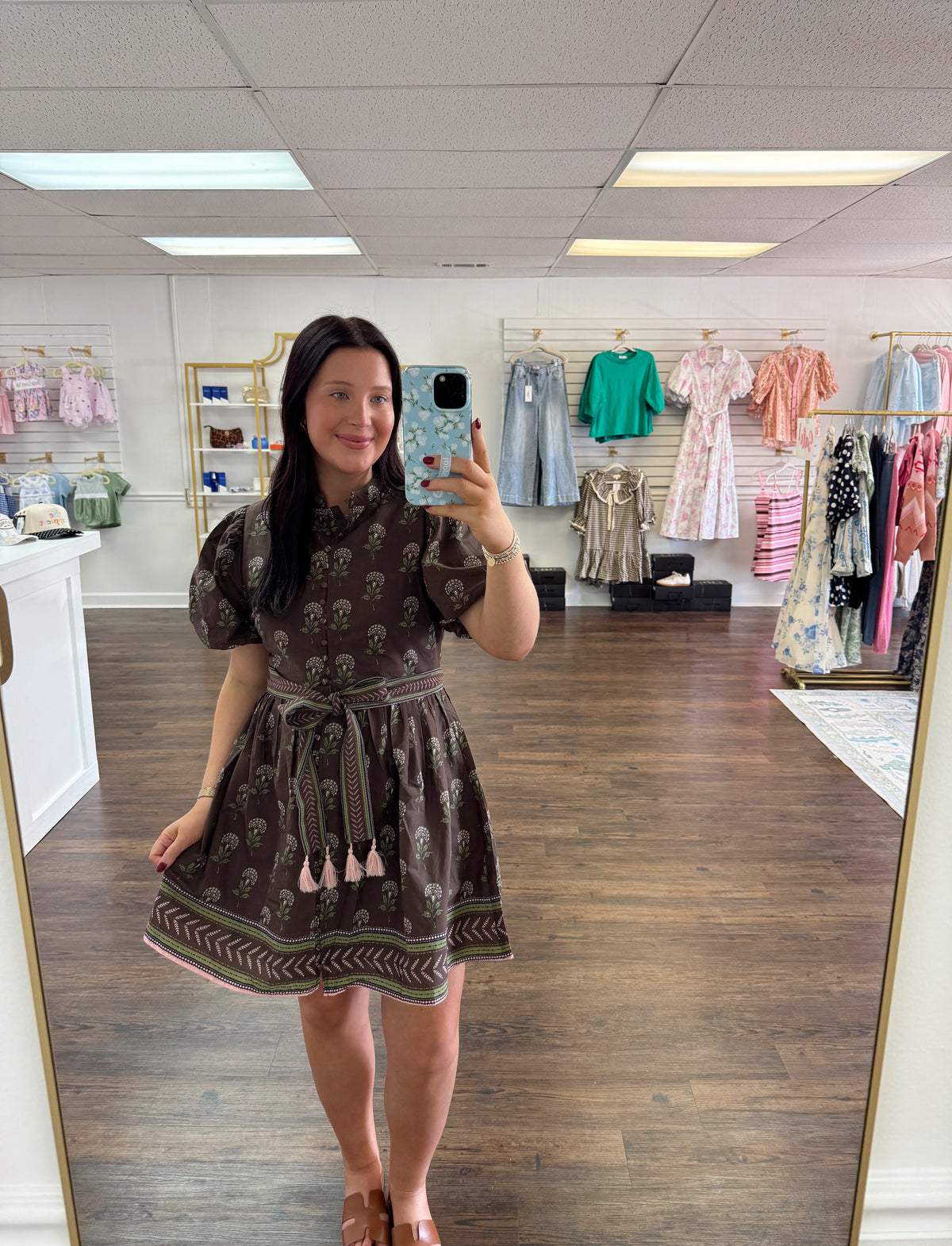 Brown Floral Mini Dress