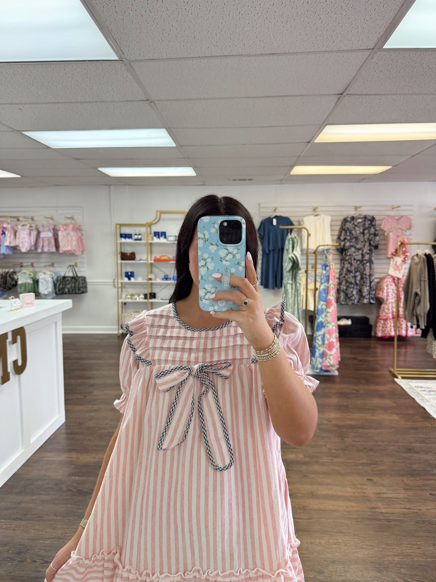 Stripe Pleated Mini Dress