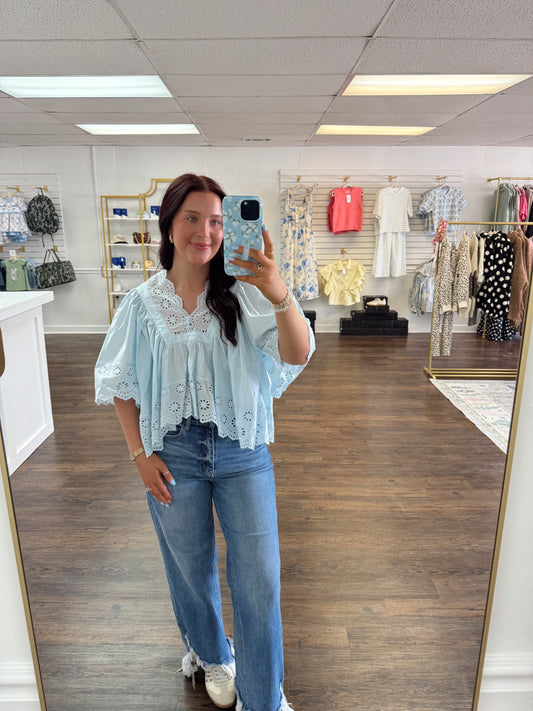 Scalloped Eyelet Top