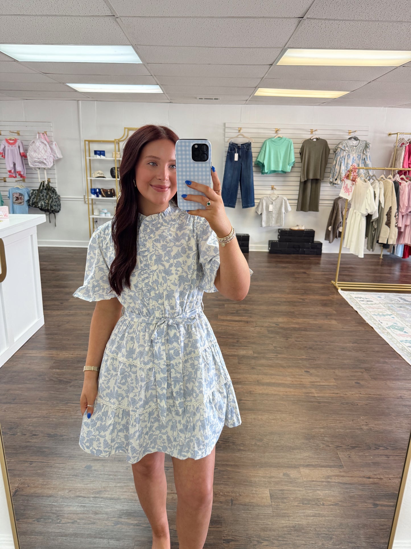 Ruffle Button Down Mini Dress