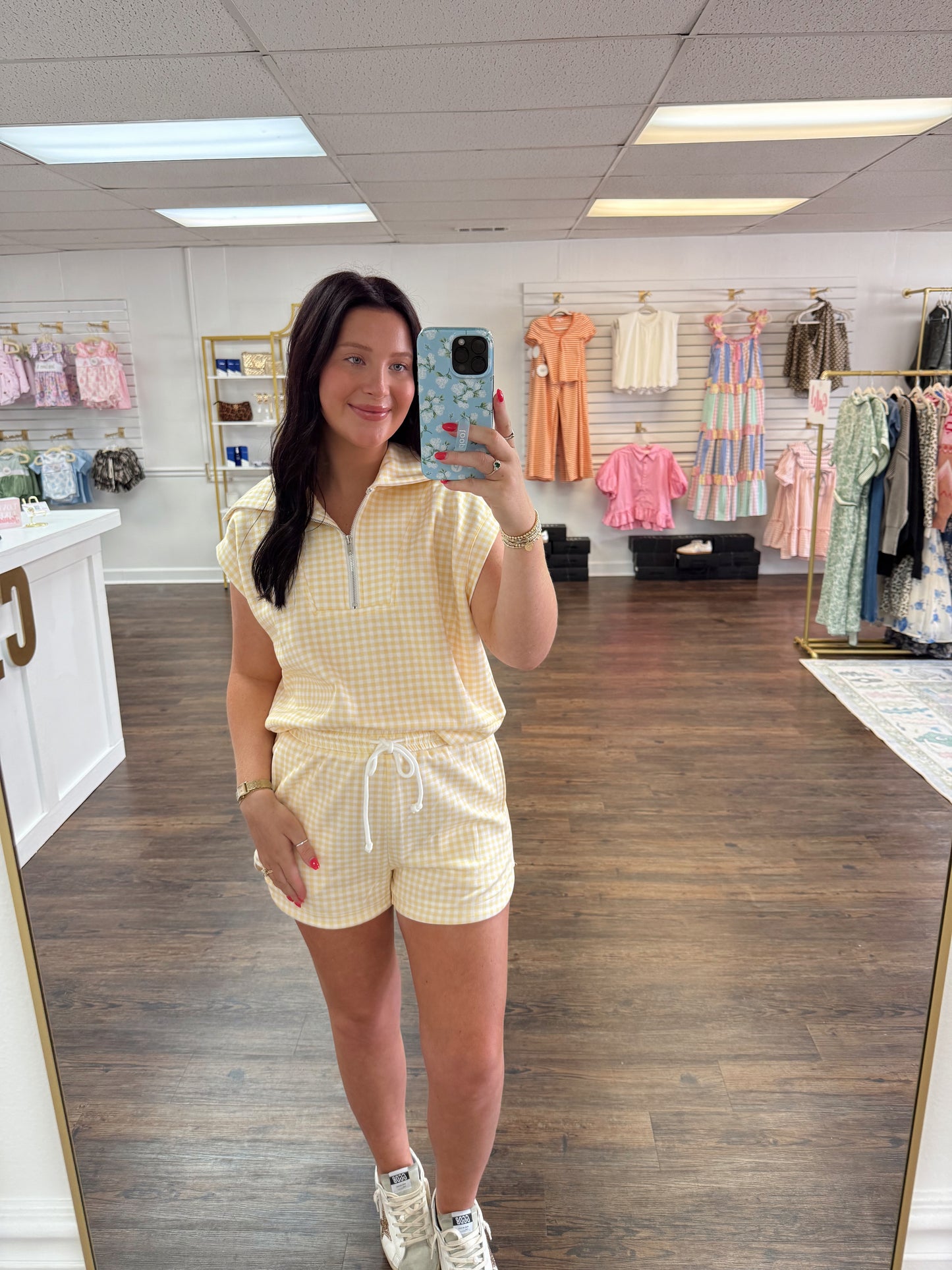 Gingham Quarter Zip Set