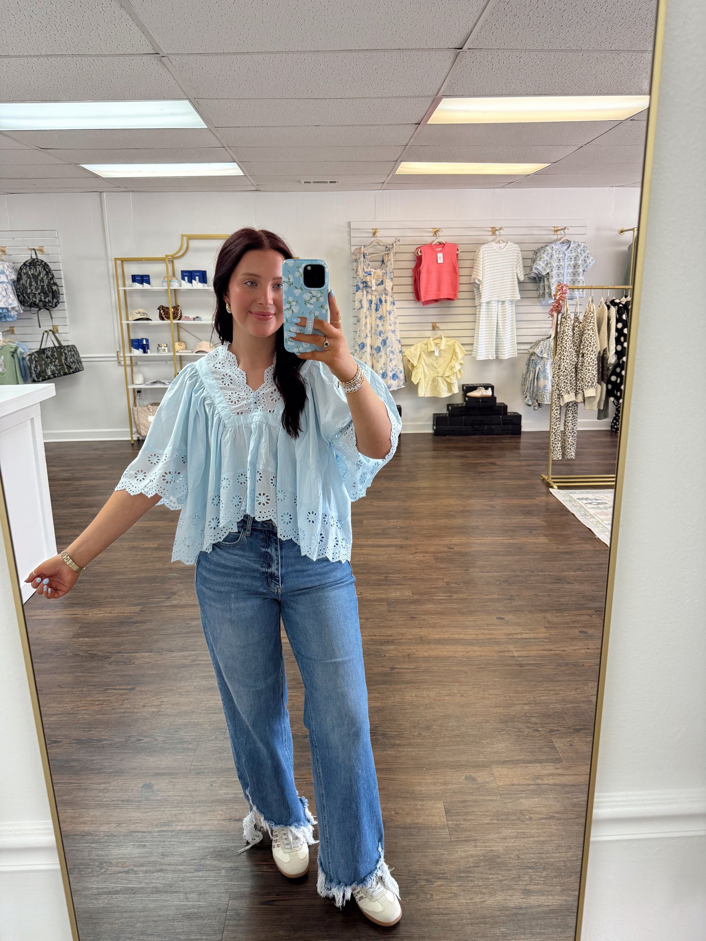 Scalloped Eyelet Top