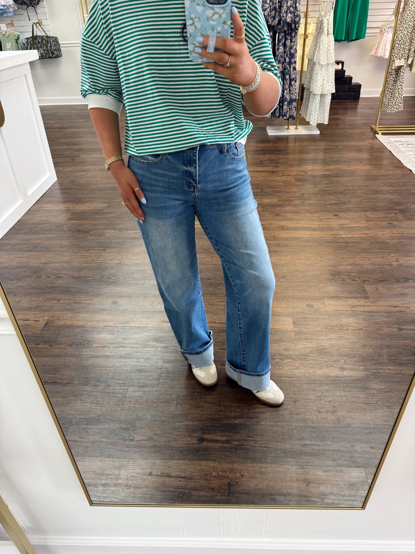 High Rise Cuffed Jeans