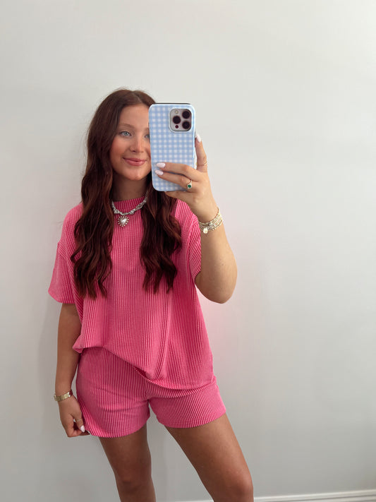 The Mia Ribbed Set | PINK