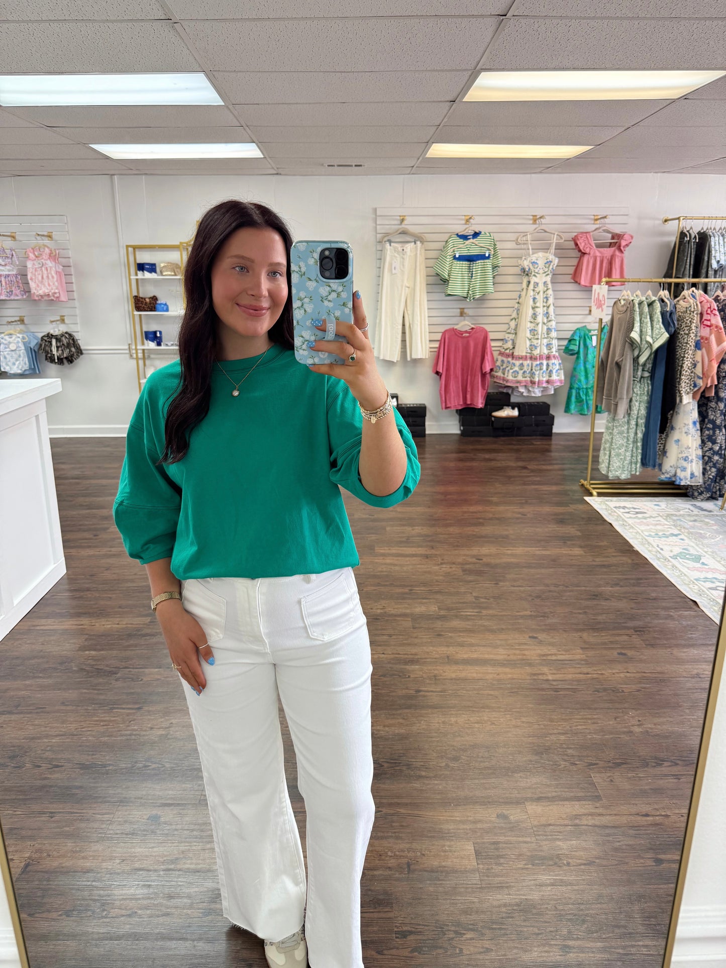 Kelly Green Ballon Sleeve Top