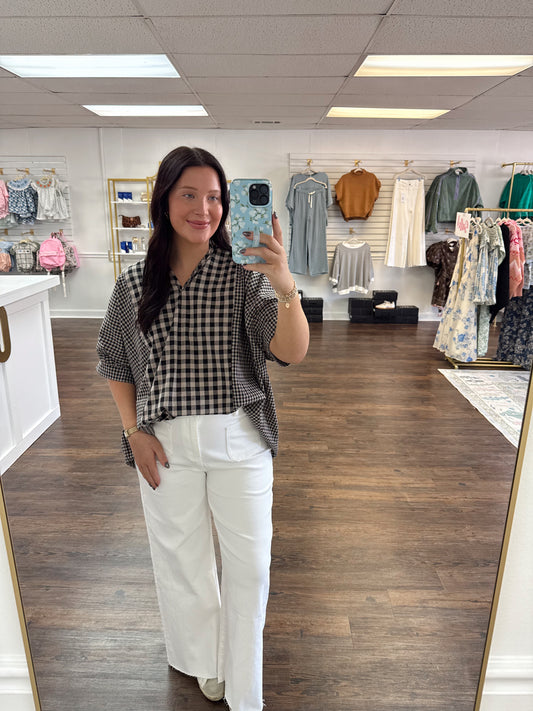 Gingham Ruffle Blouse