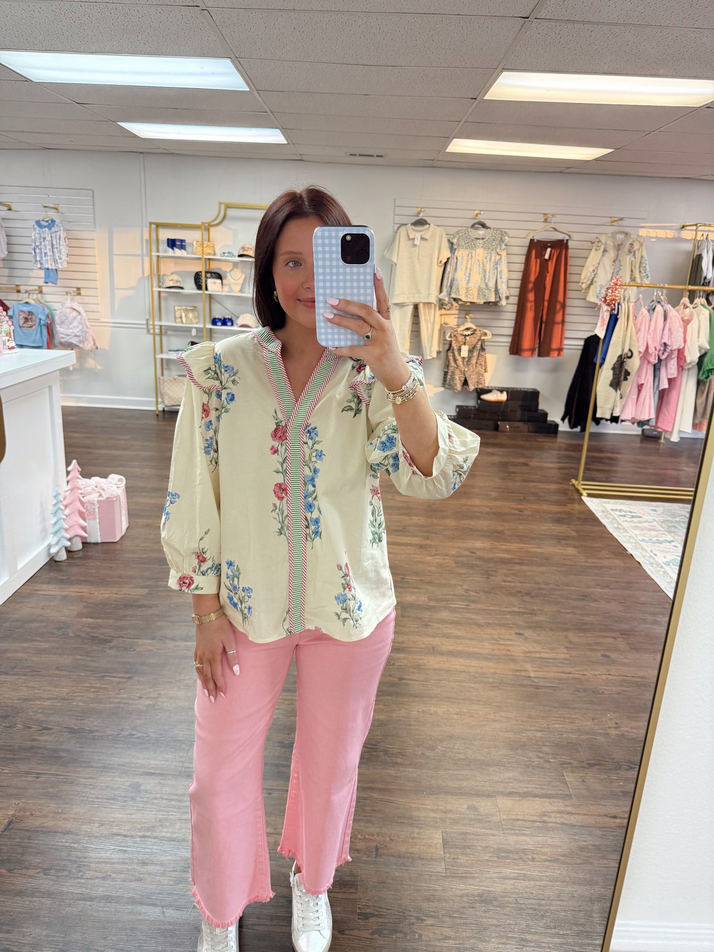 Cream Ruffle Shoulder Top