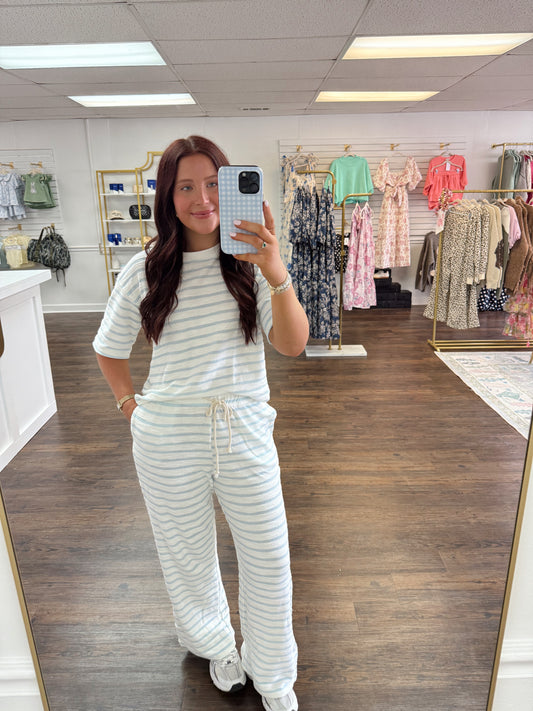 Blue Terry Striped Set