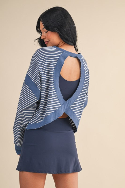 Striped Cutout Sweatshirt