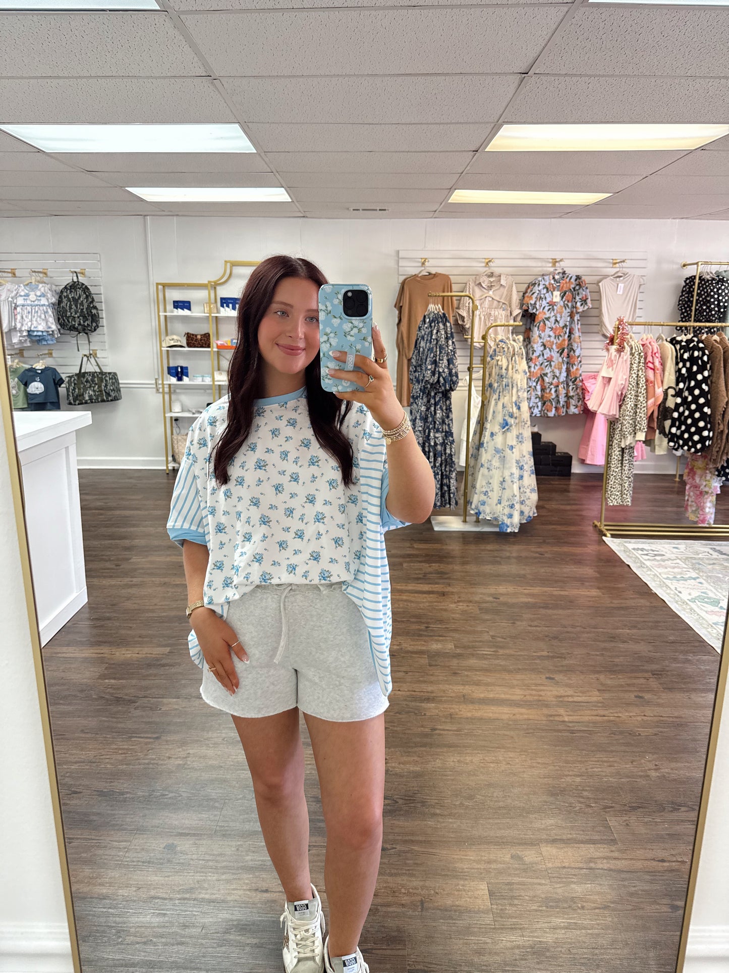 Floral Striped Top | Blue