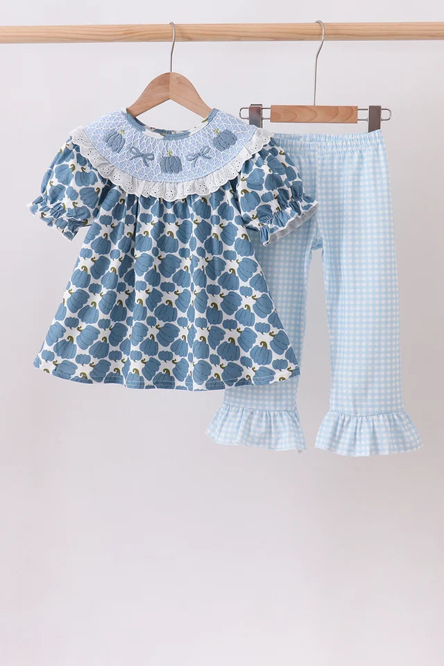 Blue Pumpkin Smocked Ruffle Pants Set