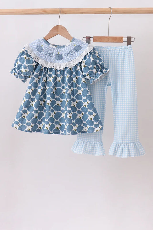 Blue Pumpkin Smocked Ruffle Pants Set