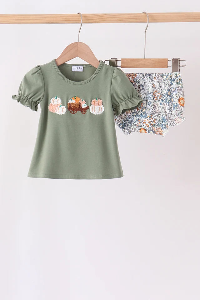 Pumpkin French Knot Bloomer Set