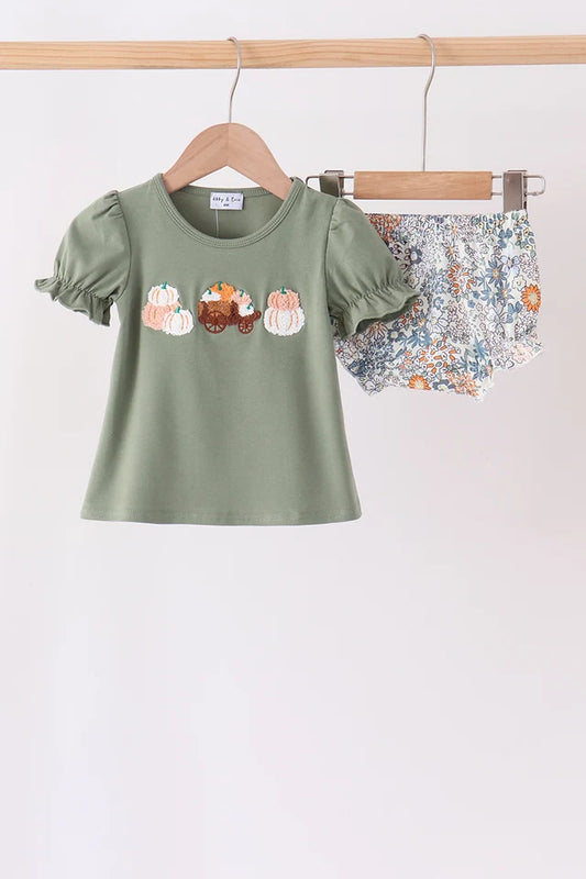 Pumpkin French Knot Bloomer Set