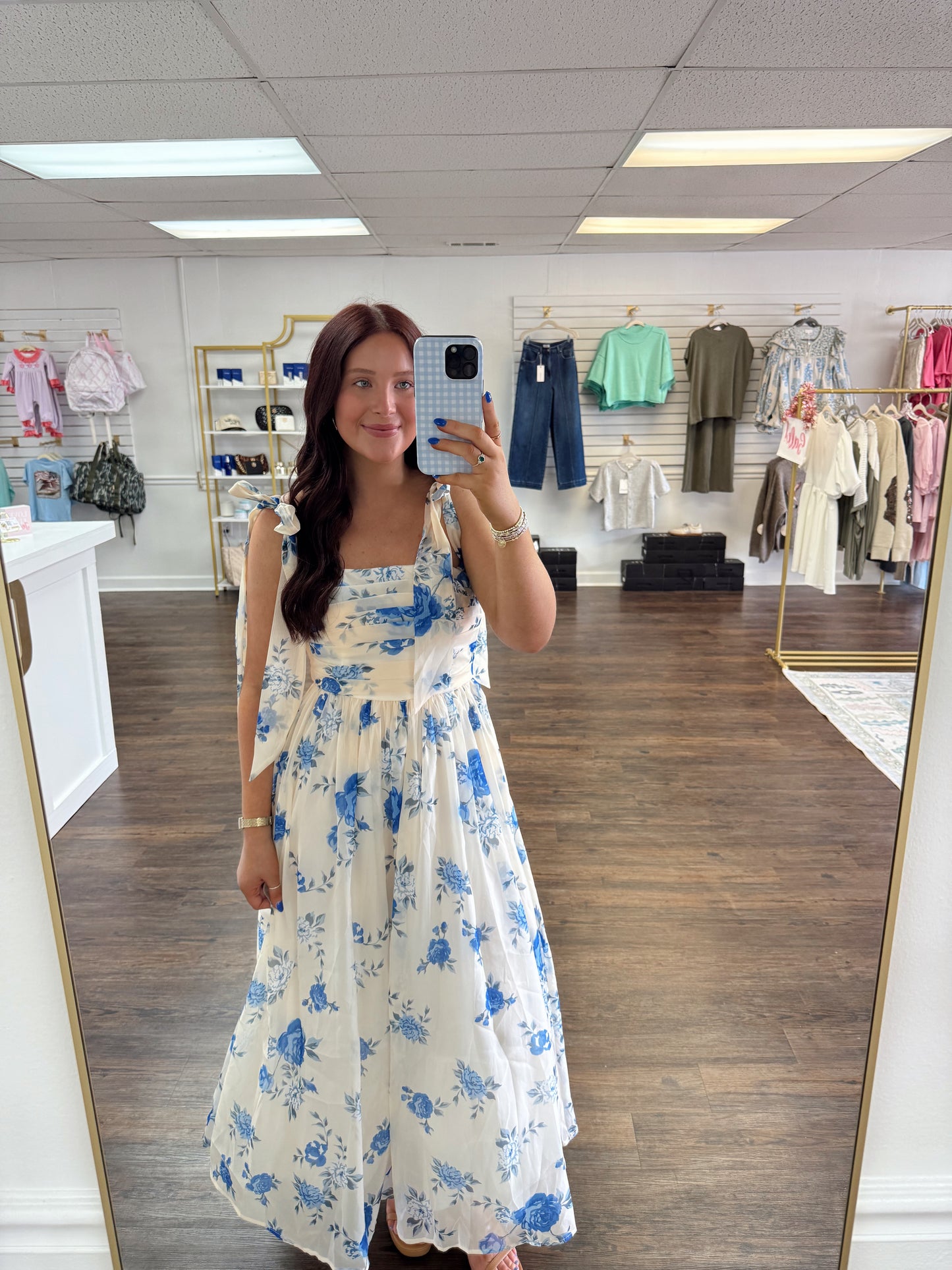 Blue and White Floral Midi