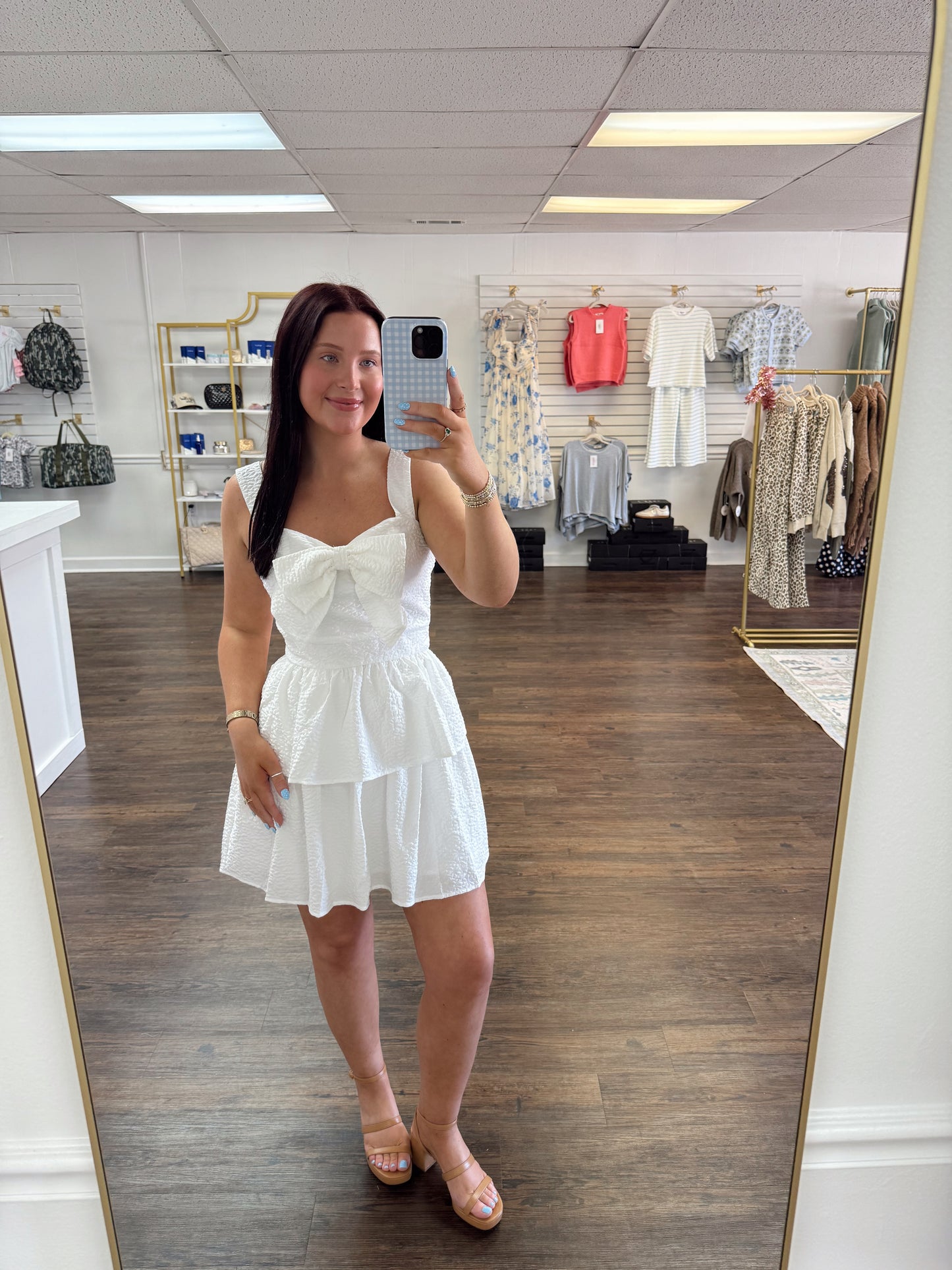 White Bow Detail Dress