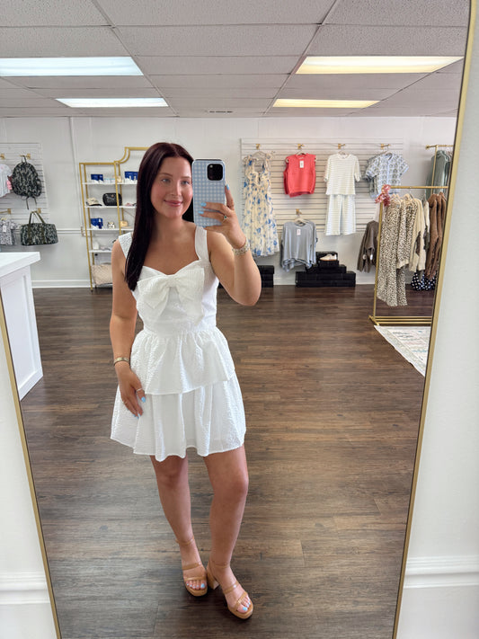 White Bow Detail Dress