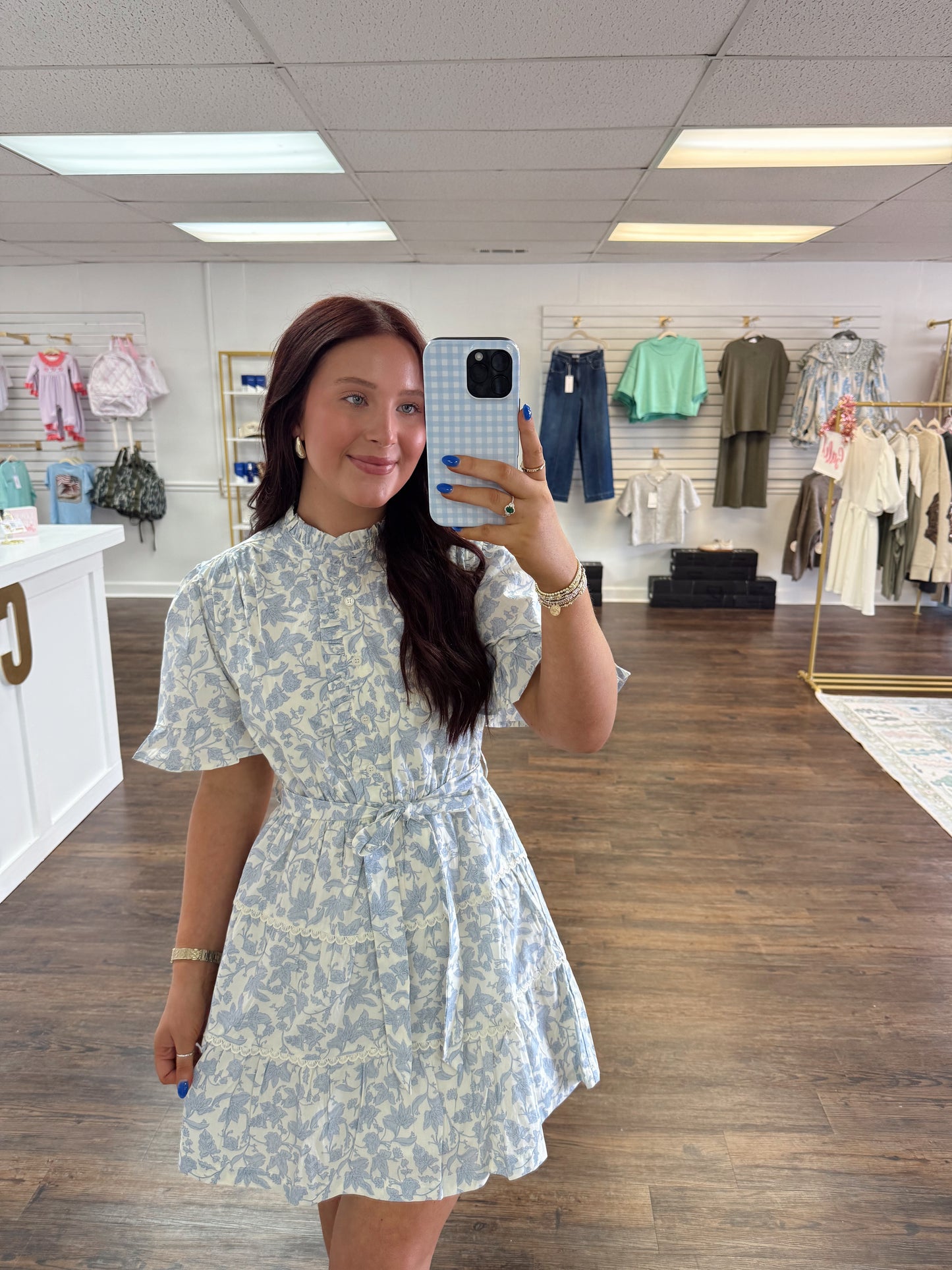 Ruffle Button Down Mini Dress