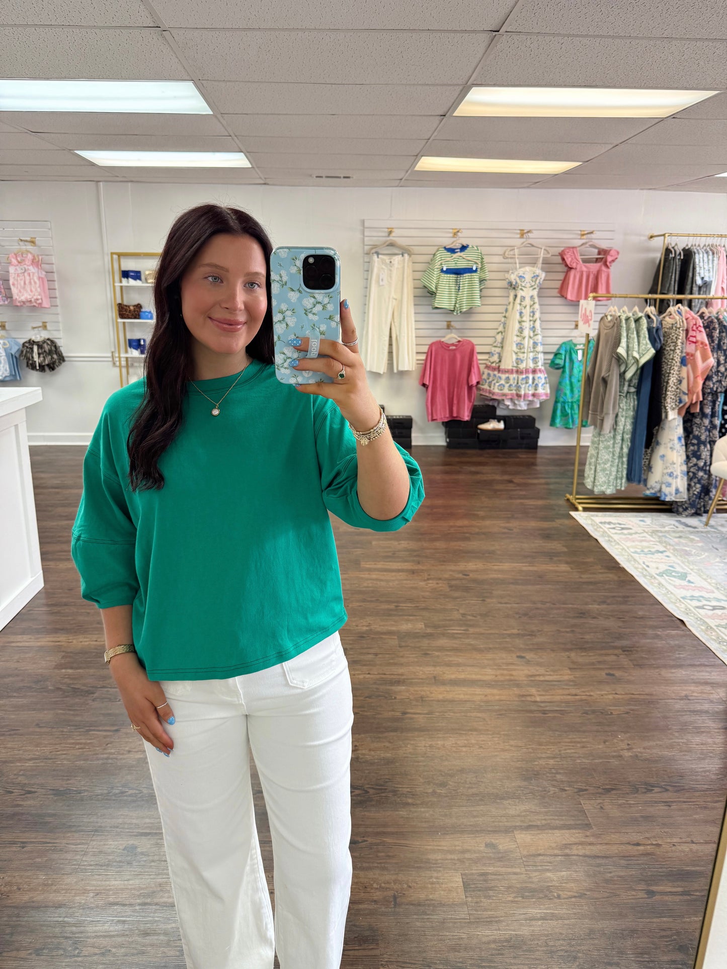 Kelly Green Ballon Sleeve Top