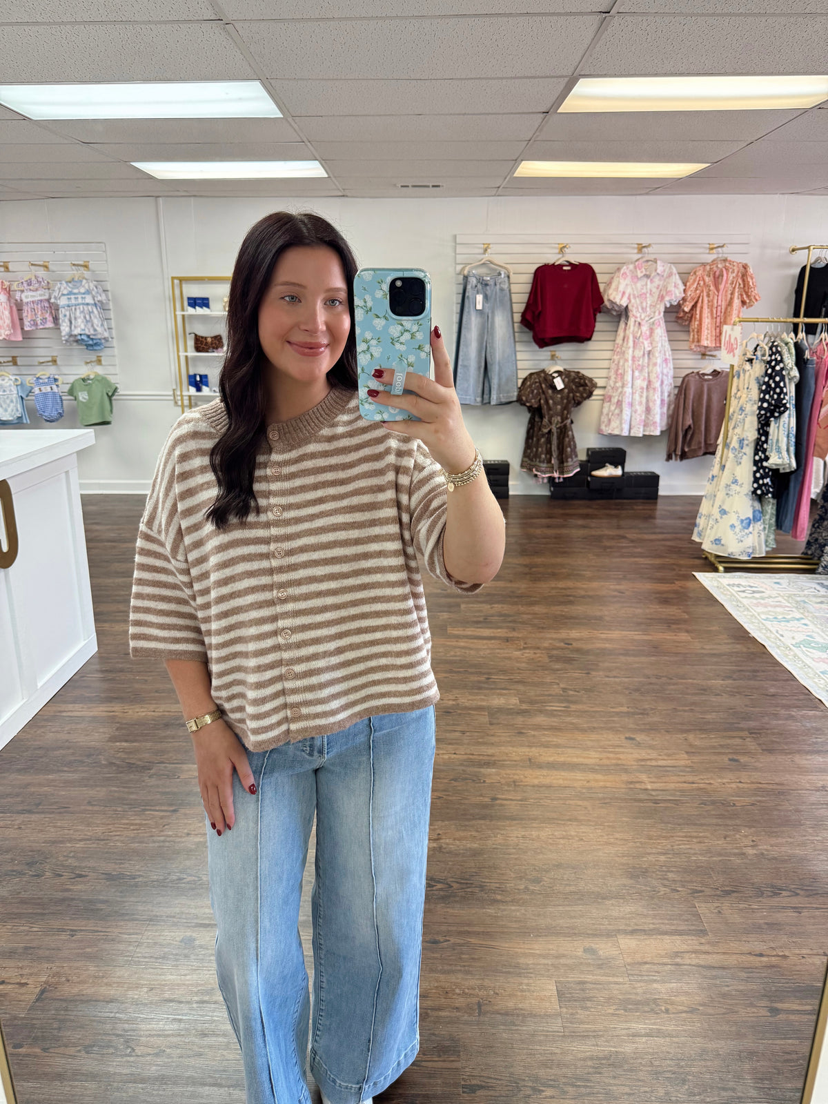 Mocha Striped Cardigan