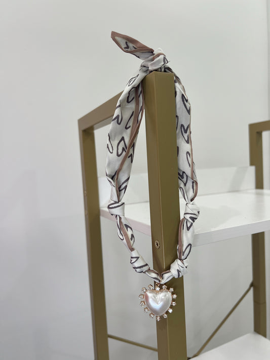Pearl Heart Scarf Necklace