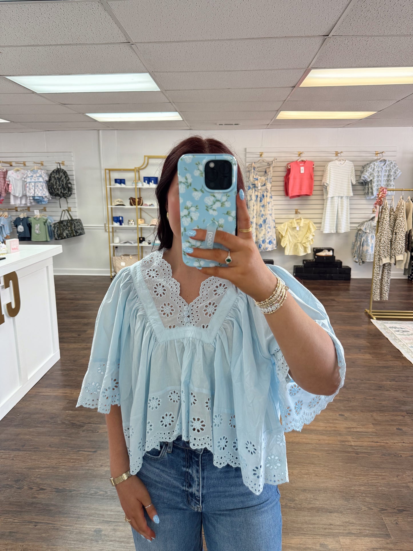 Scalloped Eyelet Top