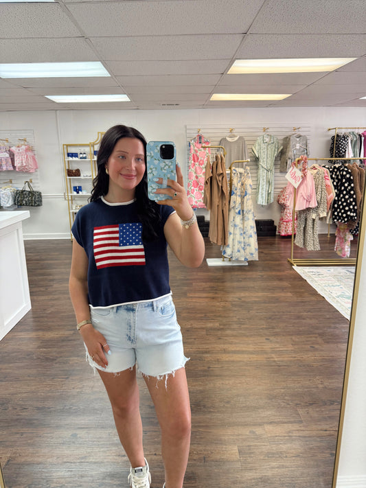 Navy American Flag Top