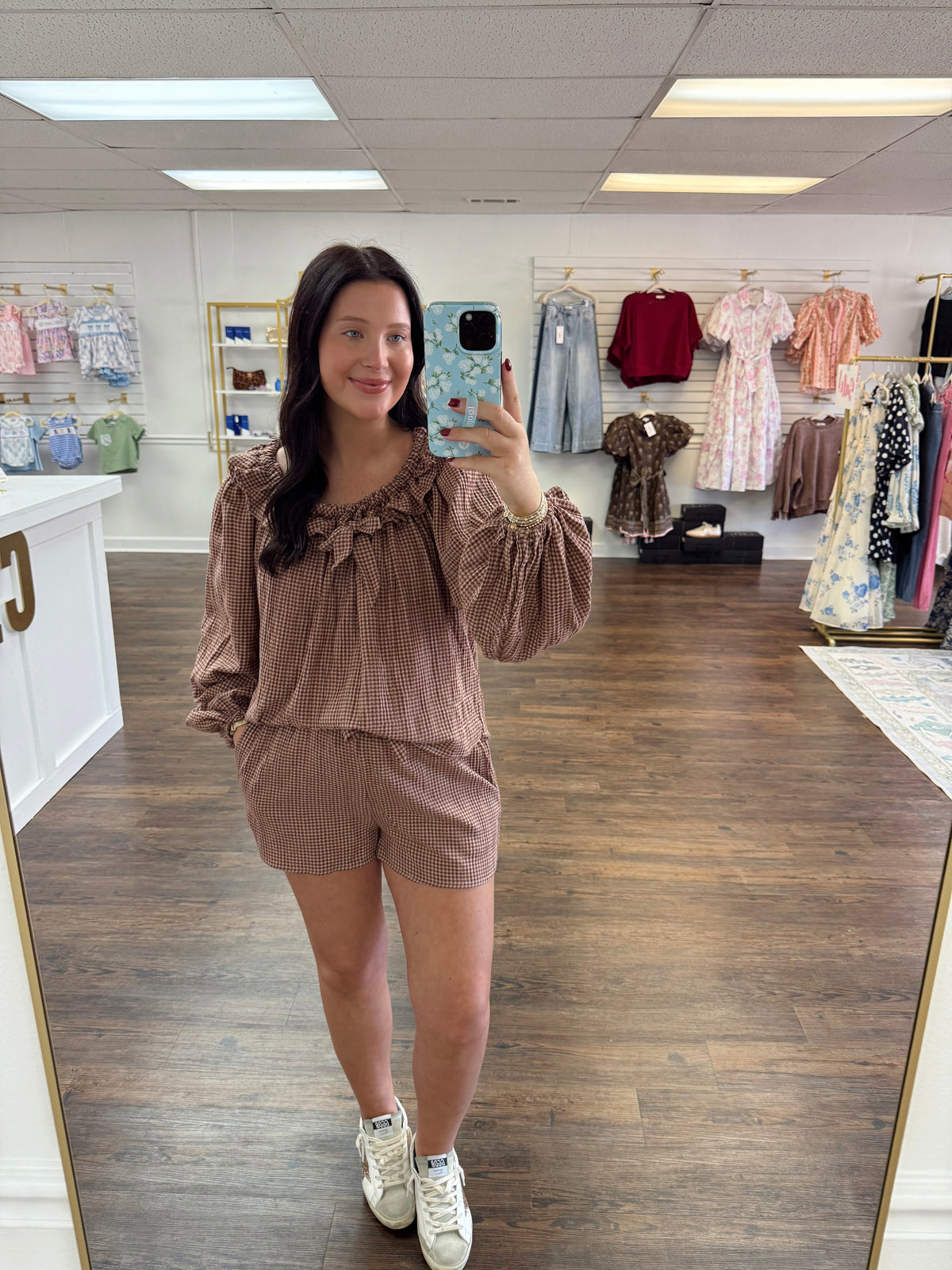 Brown Gingham Set
