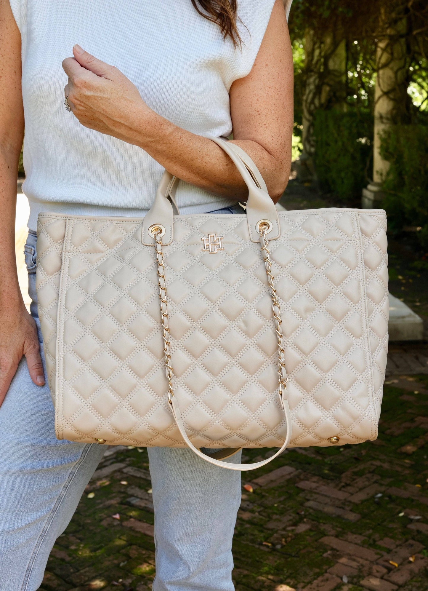 Melissa Tote Bag Nude Quilted