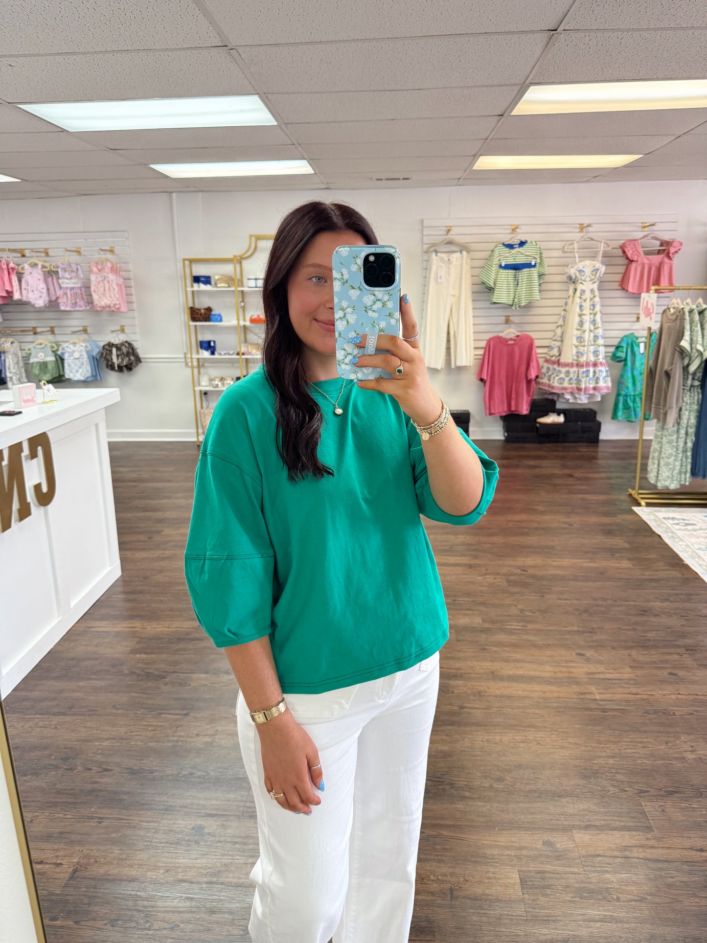 Kelly Green Ballon Sleeve Top