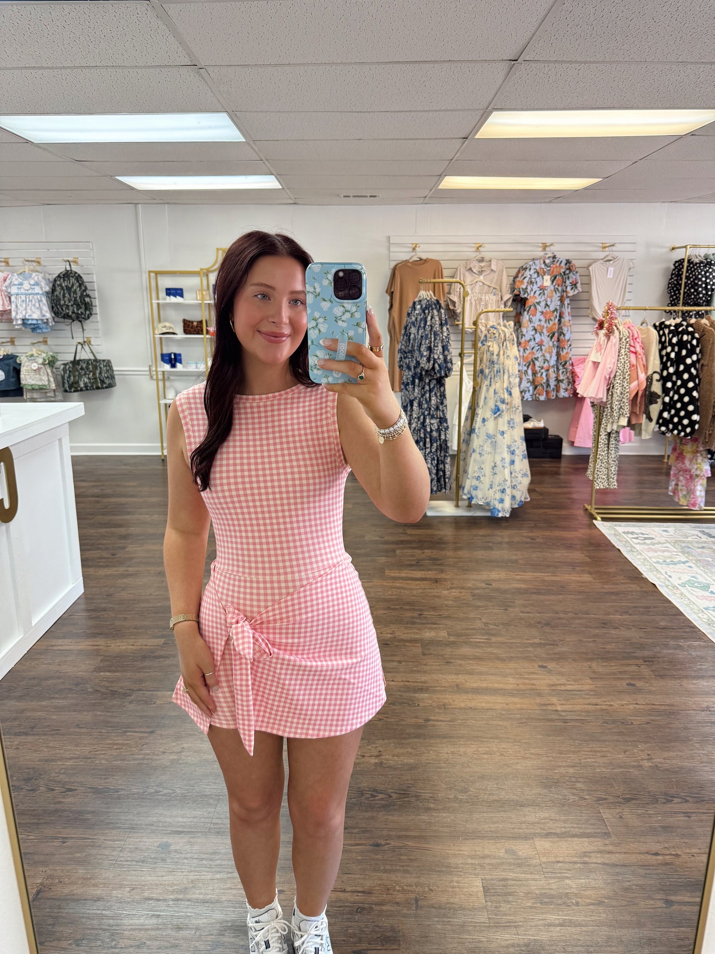 Gingham Wrap Tie Dress